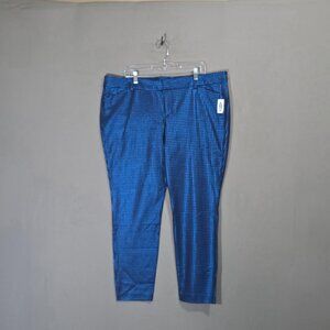 Old Navy Pixie Ankle Pants Womens 20 Metallic Blue Black Houndstooth NWT